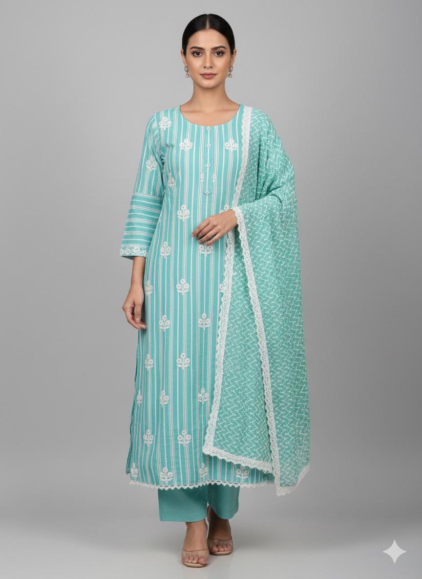Shree Shanti Selection - Women's Mint Green Straight Cut Suit